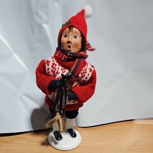 Festive Red and White Caroler Figurine